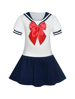 Girls Dress Sailor Moon Cosplay School Uniform Navy Suit Size 6-12