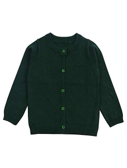 RJXDLT Girls Crewneck Cardigan Long Sleeve Children Button Cotton Sweater Uniform Sweaters for Little Girls