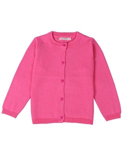 RJXDLT Girls Crewneck Cardigan Long Sleeve Children Button Cotton Sweater Uniform Sweaters for Little Girls