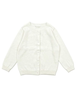 RJXDLT Girls Crewneck Cardigan Long Sleeve Children Button Cotton Sweater Uniform Sweaters for Little Girls