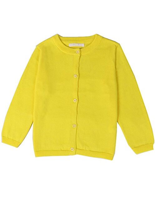 RJXDLT Girls Crewneck Cardigan Long Sleeve Children Button Cotton Sweater Uniform Sweaters for Little Girls