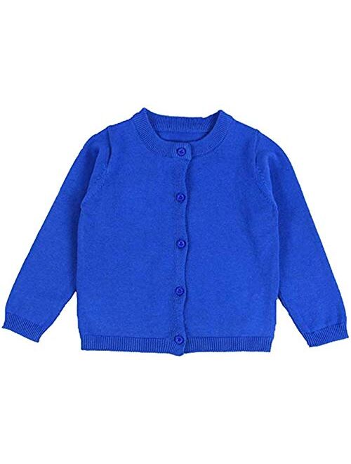 RJXDLT Girls Crewneck Cardigan Long Sleeve Children Button Cotton Sweater Uniform Sweaters for Little Girls