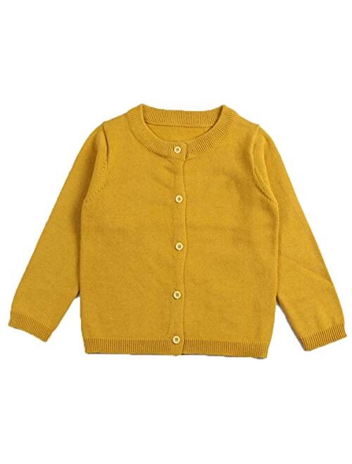 RJXDLT Girls Crewneck Cardigan Long Sleeve Children Button Cotton Sweater Uniform Sweaters for Little Girls