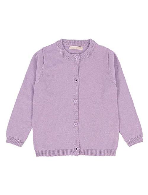 RJXDLT Girls Crewneck Cardigan Long Sleeve Children Button Cotton Sweater Uniform Sweaters for Little Girls