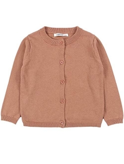 JELEUON Little Girls Cute Crew Neck Button-Down Solid Fine Knit Cardigan Sweaters