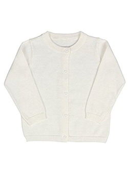 JELEUON Little Girls Cute Crew Neck Button-Down Solid Fine Knit Cardigan Sweaters