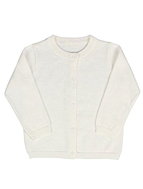 JELEUON Little Girls Cute Crew Neck Button-Down Solid Fine Knit Cardigan Sweaters