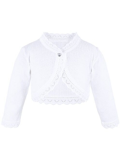 Lilax Little Girls' Knit Long Sleeve Button Closure Bolero Cardigan Shrug