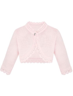 Lilax Little Girls' Knit Long Sleeve Button Closure Bolero Cardigan Shrug