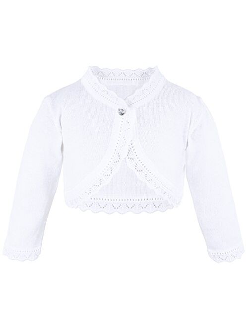 Lilax Little Girls' Knit Long Sleeve Button Closure Bolero Cardigan Shrug