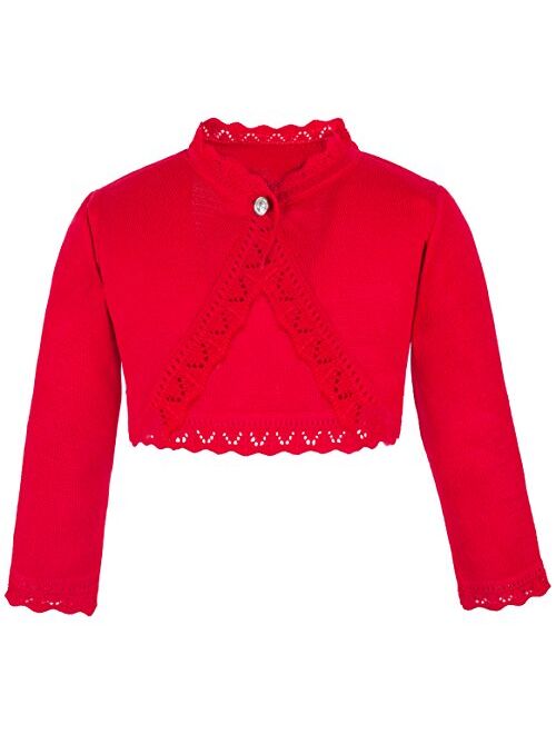 Lilax Little Girls' Knit Long Sleeve Button Closure Bolero Cardigan Shrug