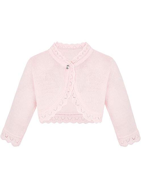 Lilax Little Girls' Knit Long Sleeve Button Closure Bolero Cardigan Shrug