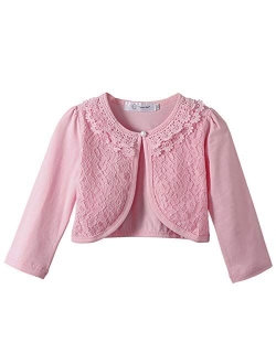 Acecharming Girls Long Sleeve Bolero Cardigan Shrug Beaded Flower Jacket Shrug Short Cardigan Dress Cover Up