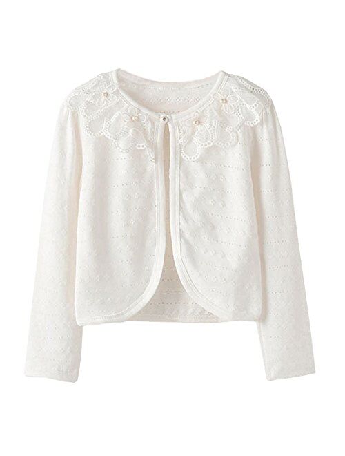 ZHUANNIAN Girls Knit Cardigan Shrug Ruffle Cropped Sweater Dressy Bolero Jacket