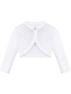 Lilax Little Girls' Knit Long Sleeve One Button Closure Bolero Shrug