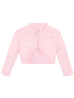 Lilax Little Girls' Knit Long Sleeve One Button Closure Bolero Shrug