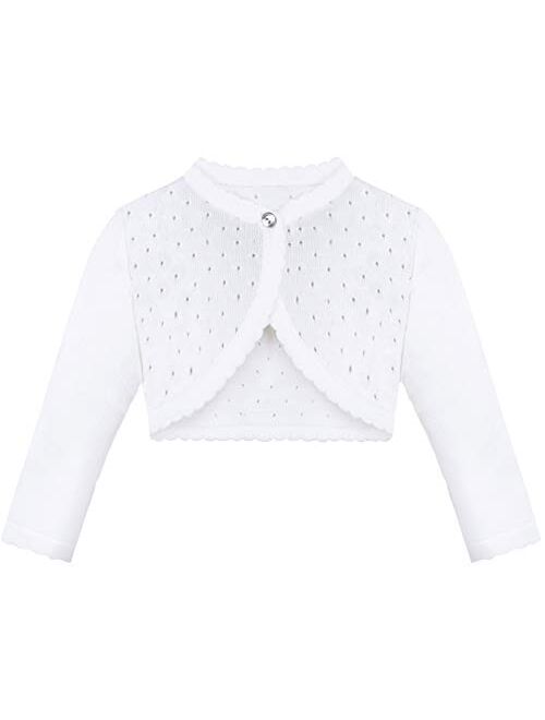 Lilax Little Girls' Knit Long Sleeve One Button Closure Bolero Shrug