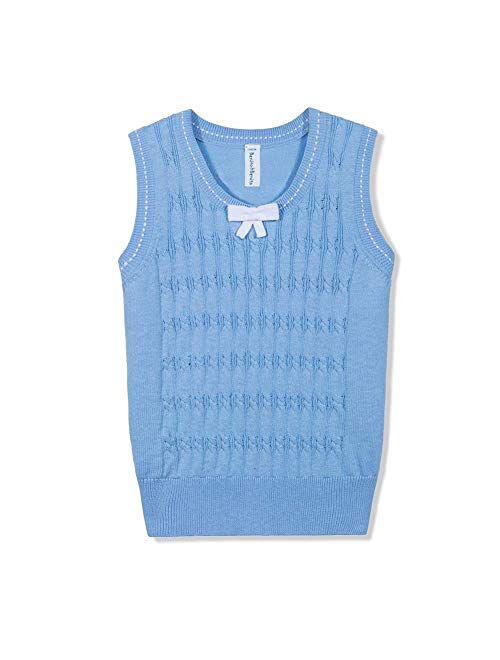 Benito & Benita Girl's Sweater Vest School Vest V-Neck Uniforms Cotton Pullover with Bows for Girls 3-12Y