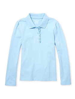 Big Girls' Long Sleeve Ruffle Polo Shirt