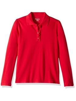 Big Girls' Long Sleeve Ruffle Polo Shirt