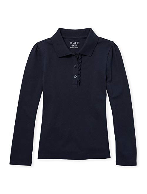 The Children's Place Big Girls' Long Sleeve Ruffle Polo Shirt