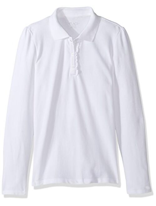 The Children's Place Big Girls' Long Sleeve Ruffle Polo Shirt