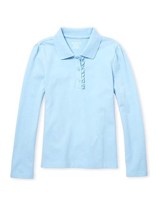 The Children's Place Big Girls' Long Sleeve Ruffle Polo Shirt