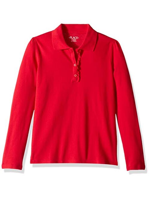 The Children's Place Big Girls' Long Sleeve Ruffle Polo Shirt