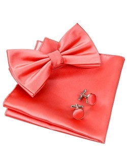 Alizeal Mens Tuxedo Bow Tie, Hanky and Cufflinks Set