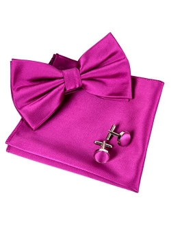 Alizeal Mens Tuxedo Bow Tie, Hanky and Cufflinks Set