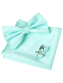 Alizeal Mens Tuxedo Bow Tie, Hanky and Cufflinks Set