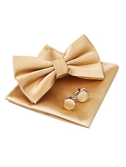 Alizeal Mens Tuxedo Bow Tie, Hanky and Cufflinks Set