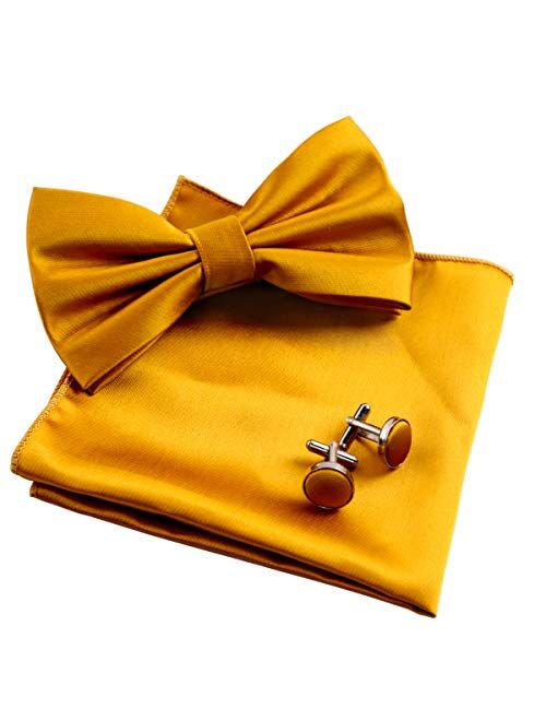 Alizeal Mens Tuxedo Bow Tie, Hanky and Cufflinks Set