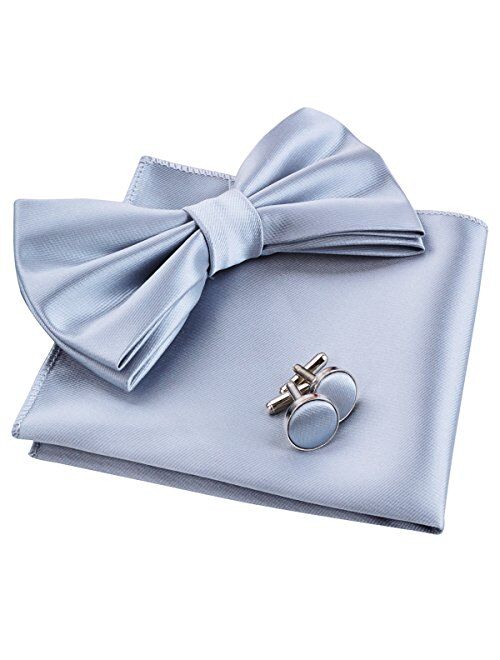 Alizeal Mens Tuxedo Bow Tie, Hanky and Cufflinks Set