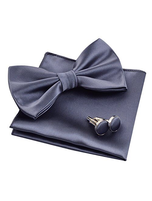 Alizeal Mens Tuxedo Bow Tie, Hanky and Cufflinks Set