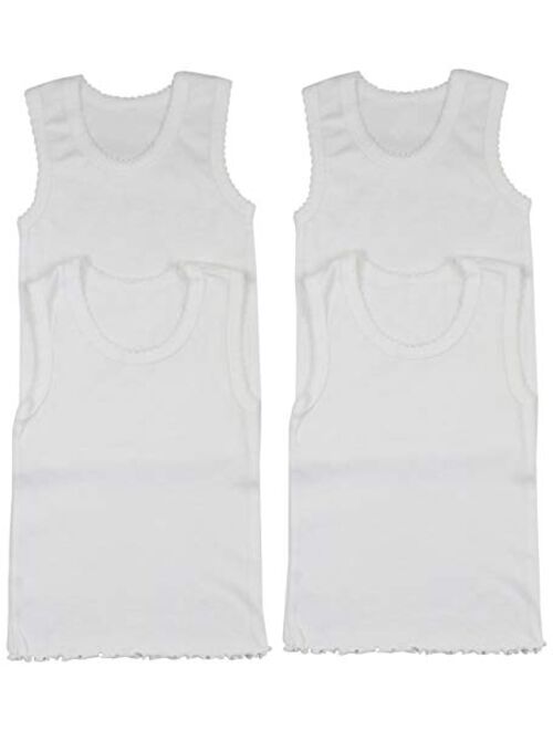 ToBeInStyle Girl's 4 Pack Ruffle Hem Cotton Tank Tops