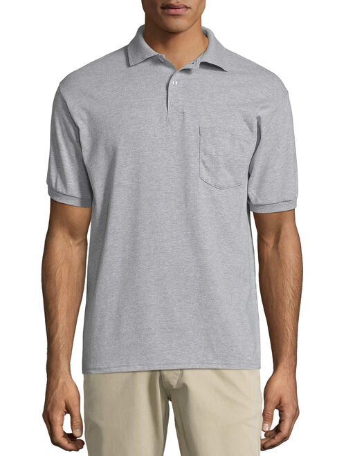 Buy Hanes Men's Ecosmart Jersey Polo Shirt with Pocket online | Topofstyle