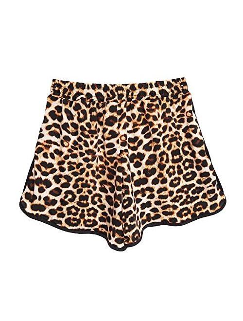 Kafeimali Women's Fashion Summer Leopard Beach Shorts Casual Short Pants