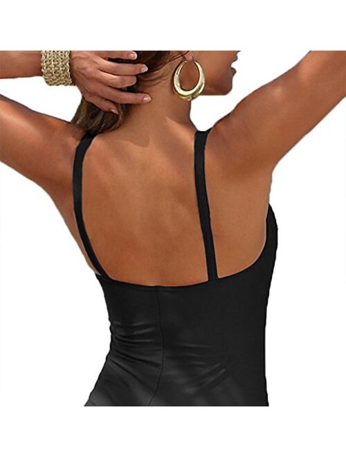 Upopby Women's Retro Tummy Control One Piece Swimsuits Monokini Push Up Bathing Suits Swimwear