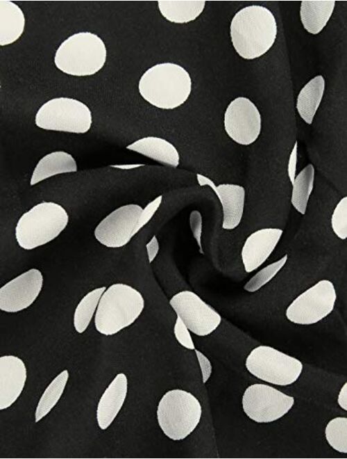 Allegra K Women's Peter Pan Collar Above Knee Contrast Polka Dots Dress