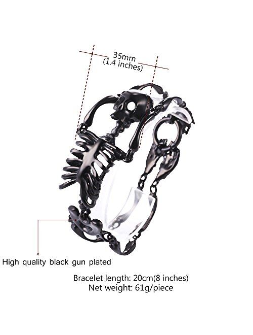 U7 Men Women Personalized Punk Biker Jewelry Stainless Steel/Black / 18K Gold Plated Skull Skeleton/Dragon/Dinosaur Bracelet