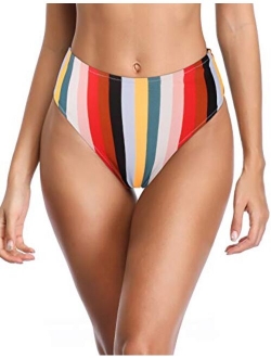 RELLECIGA Women's High Cut High Waisted Bikini Bottom