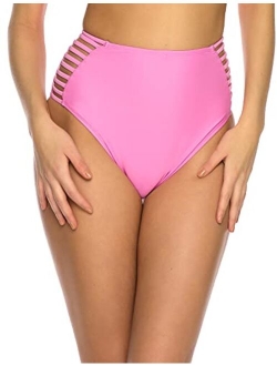 RELLECIGA Women's High Cut High Waisted Bikini Bottom