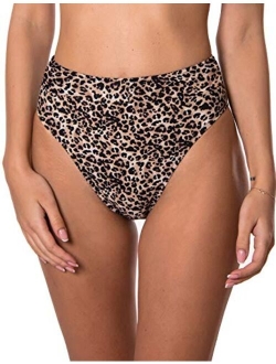 RELLECIGA Women's High Cut High Waisted Bikini Bottom