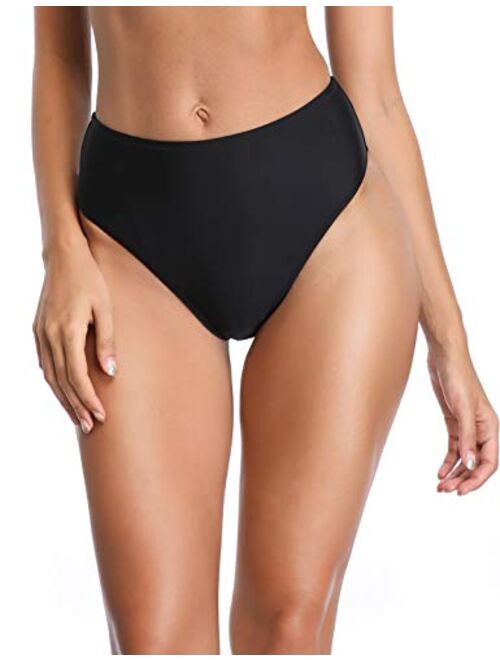 RELLECIGA Women's High Cut High Waisted Bikini Bottom