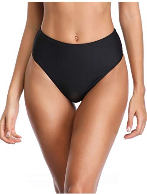 RELLECIGA Women's High Cut High Waisted Bikini Bottom