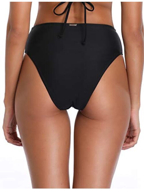 RELLECIGA Women's High Cut High Waisted Bikini Bottom