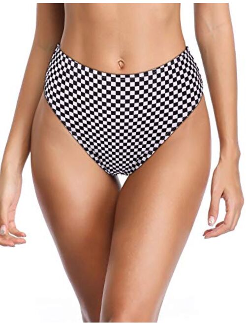 RELLECIGA Women's High Cut High Waisted Bikini Bottom