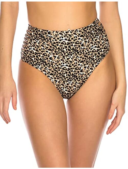 RELLECIGA Women's High Cut High Waisted Bikini Bottom