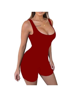 LuFeng Women's Sexy Sleeveless Tank Tops Backless Short Jumpsuits One-Piece Bodysuit Sports Jumpsuit